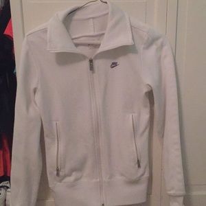 All white Nike zip up jacket